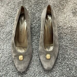 Authentic Yves Saint Laurent suede women’s mini-heeled shoes